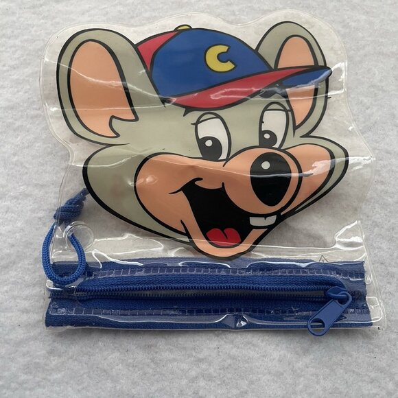 Chuck E Cheese Plastic Zip Up Pouch Bag With Tickets Blue Face 2000’s - Picture 14 of 15